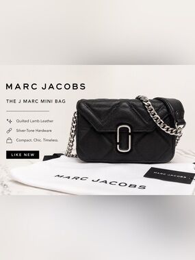 Marc Jacobs The J Marc Mini Quilted Leather Bag Black Silver NWT